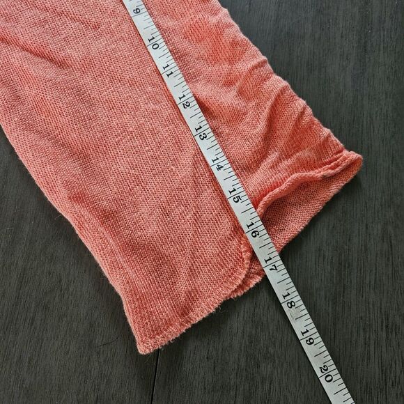 Chico's Salmon Ombre Linen Open Front Cardigan Sweater 3/4 Roll Tab Sleeve Large - Picture 5 of 7